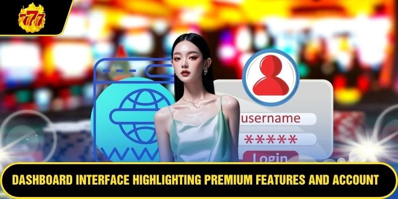 Dashboard interface highlighting premium features and account settings