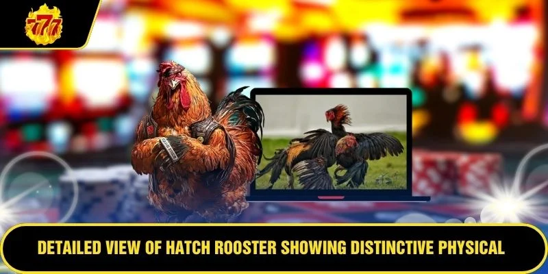Detailed view of Hatch rooster showing distinctive physical features