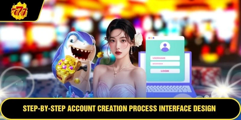 Step-by-step account creation process interface design